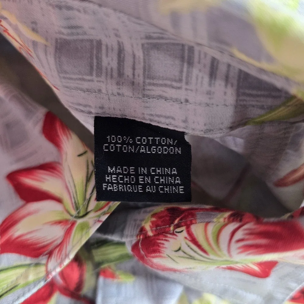 Roper Western Shirt Mens Medium Gray Floral Short Sleeve Hawiian Resort